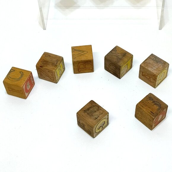 Alphabet Number Wooden Blocks Circa 1950s Play Education Toys Brand Unknown VTG - Picture 2 of 7